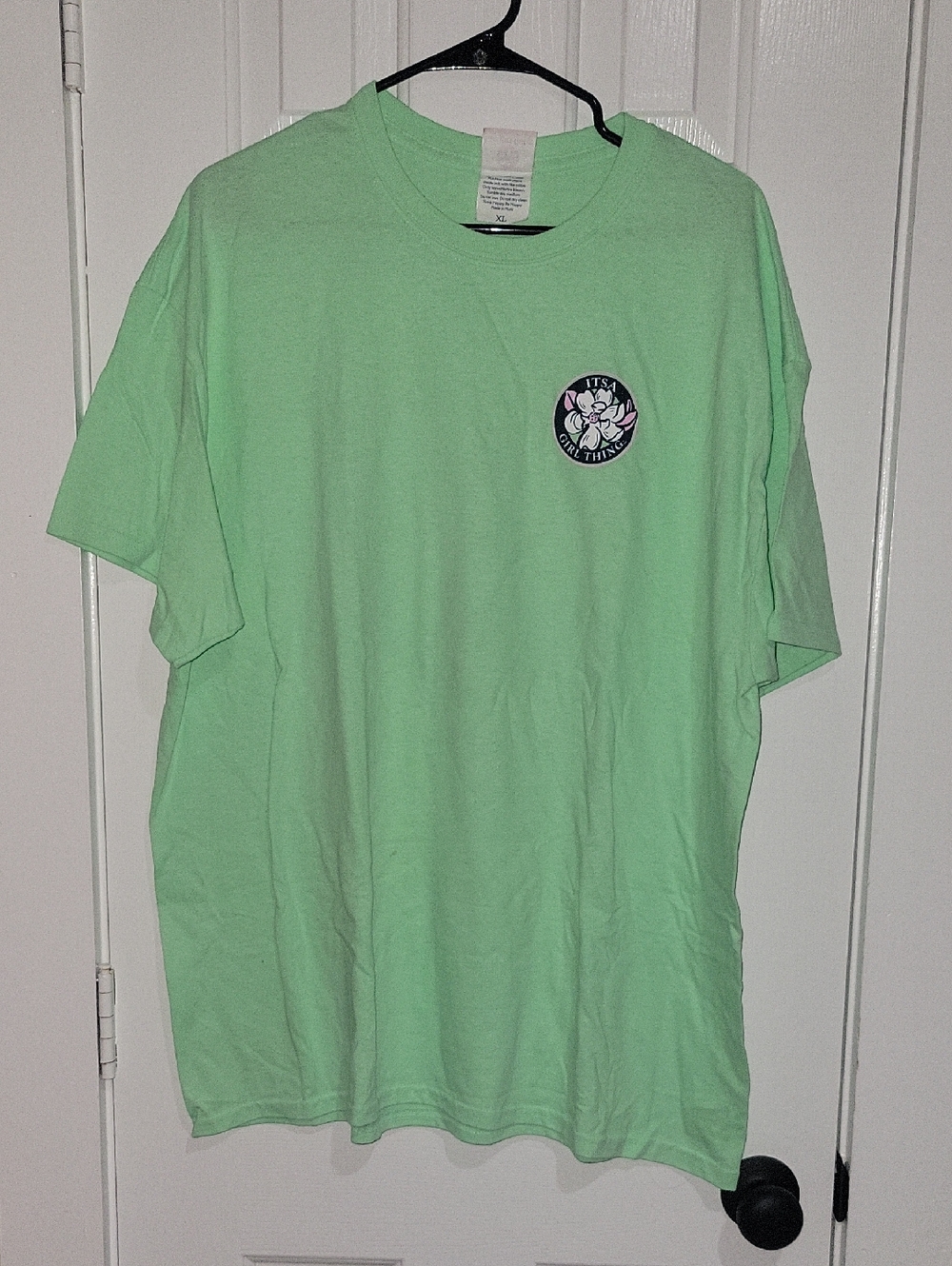 A Girl Thing Women's Short-Sleeve Tee in Light Green with Back Graphic